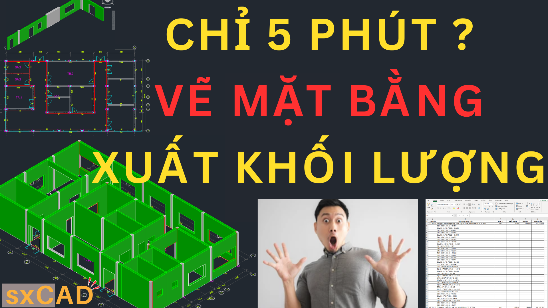 Chỉ 5 phút để hoàn thành bản vẽ mặt bằng kiến trúc và xuất khối lượng tự động! Bạn có tin không?